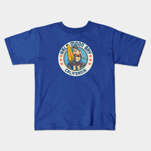 Vintage Surfing Badge for Half Moon Bay, California Kids T-Shirt by SLAG_Creative